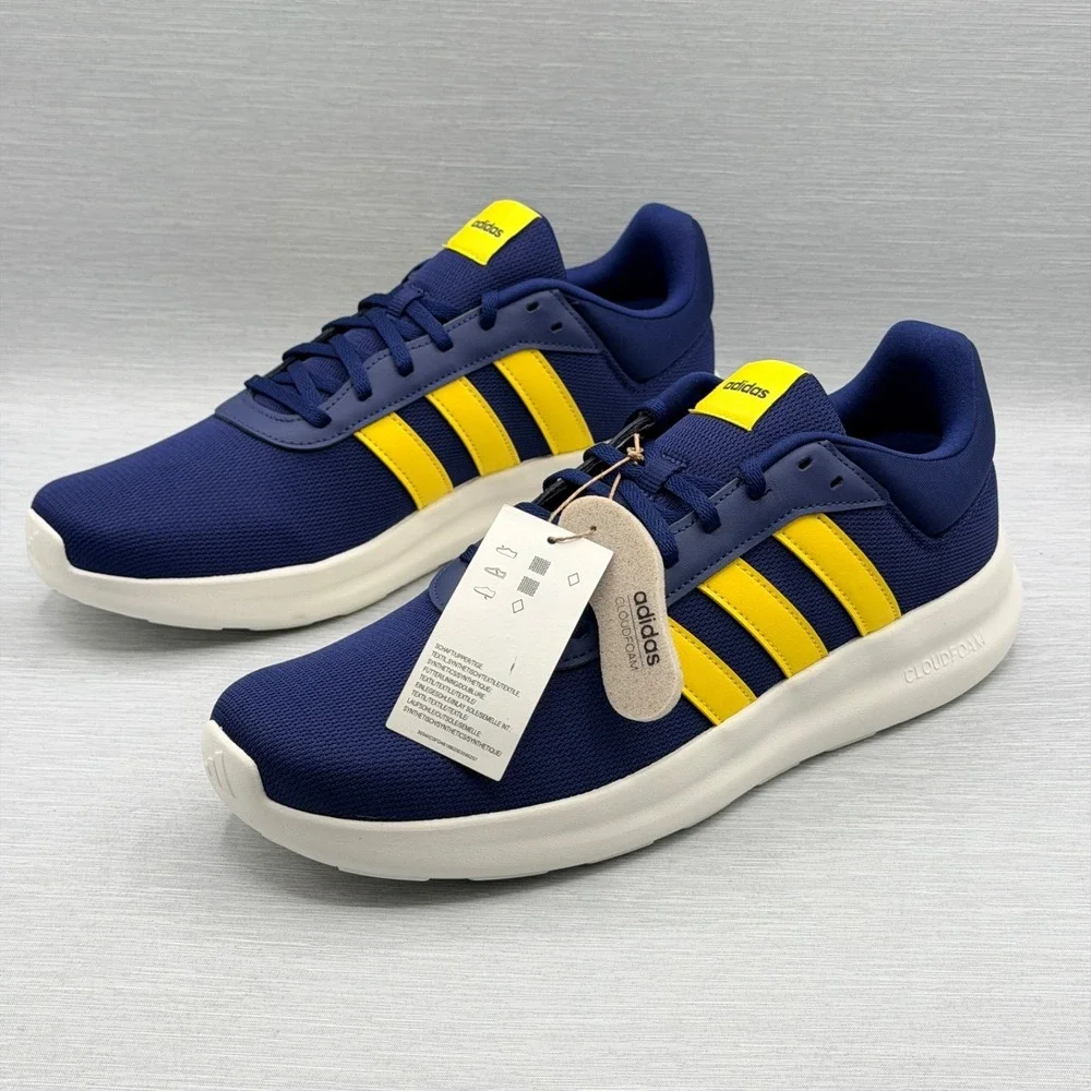 Adidas Men's 10.5 Sneakers Blue Yellow Retro Lite Racer 4 Cloudfoam JR8544